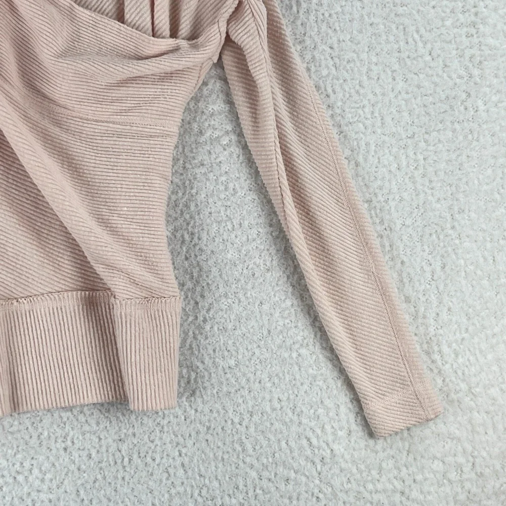 Free People Pink Cozy With You Surplice Pullover Shirt‎ Womens Ribbed Size XS